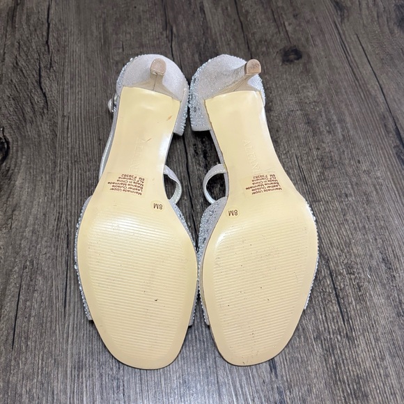 Alfani Women's Rhinestone Silver Heeled Sandals With A Double Strap Size 8 - Picture 10 of 11